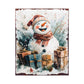 15" Red White And Green Wood Christmas Snowman Tabletop Sign