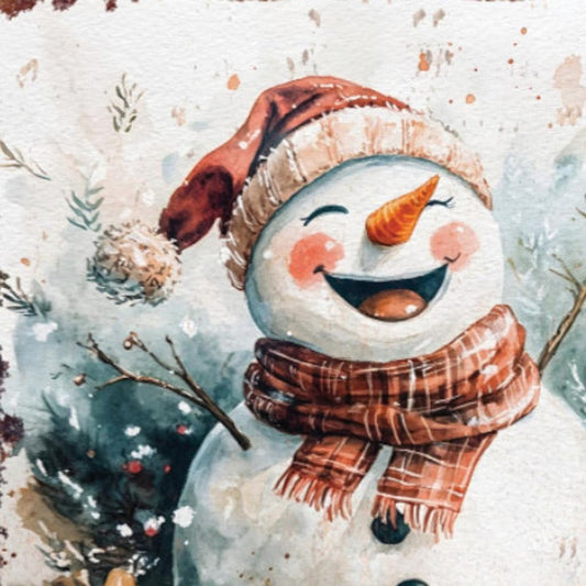 15" Red White And Green Wood Christmas Snowman Tabletop Sign