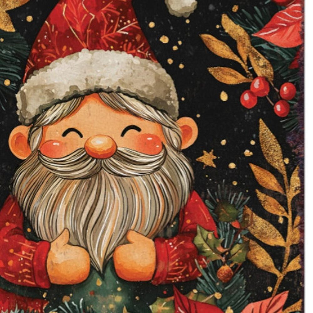 15" Red White And Green Wood Flowers Christmas Tabletop Sign