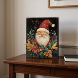 15" Red White And Green Wood Flowers Christmas Tabletop Sign