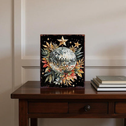 15" Red White And Green Wood Flowers Dance Christmas Tabletop Sign