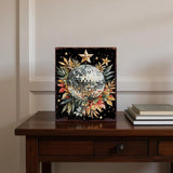 15" Red White And Green Wood Flowers Dance Christmas Tabletop Sign