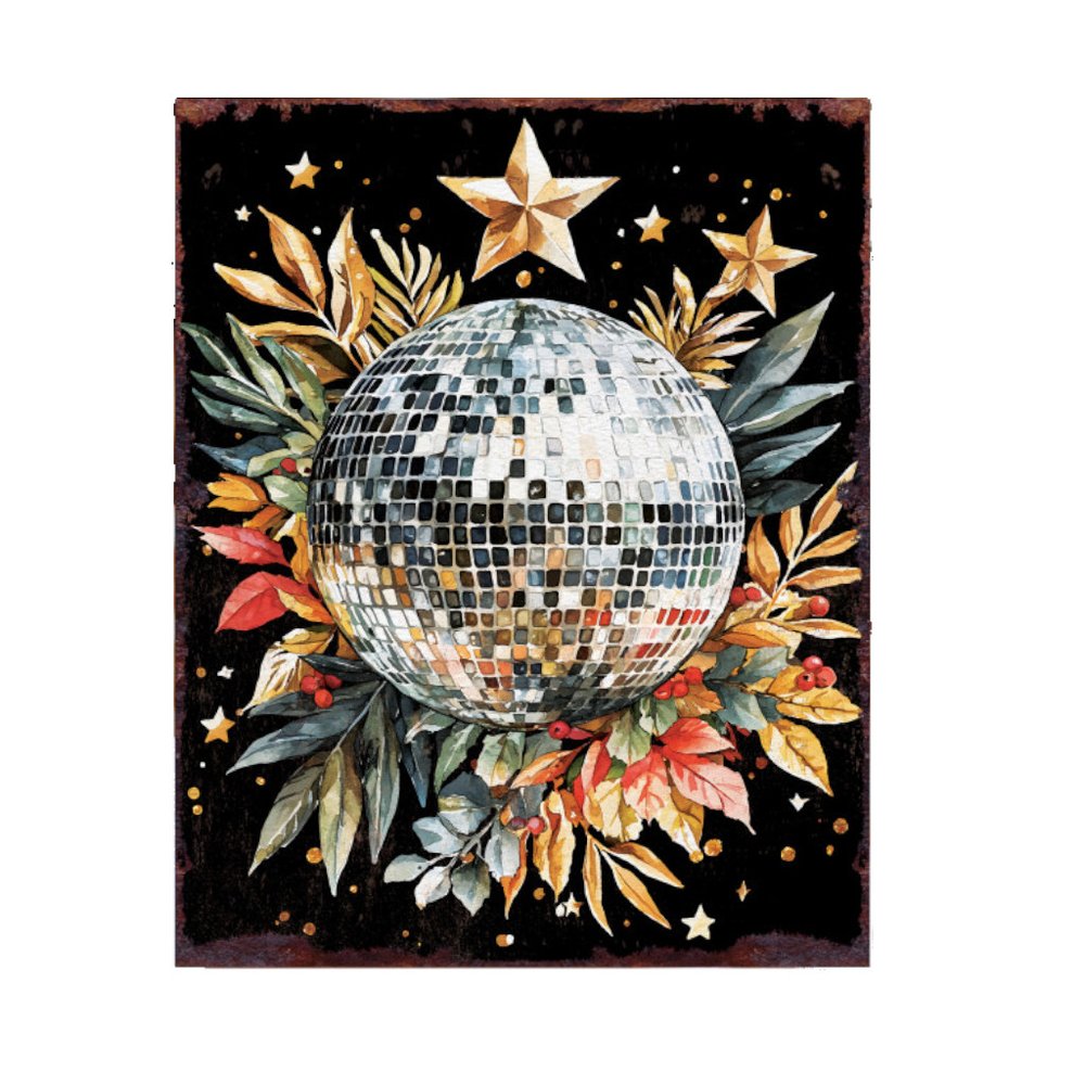 15" Red White And Green Wood Flowers Dance Christmas Tabletop Sign