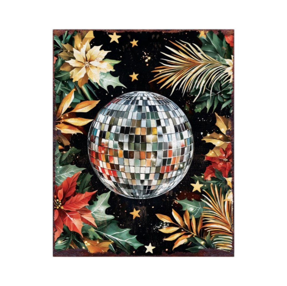 15" Red White And Green Wood Flowers Dance Christmas Tabletop Sign