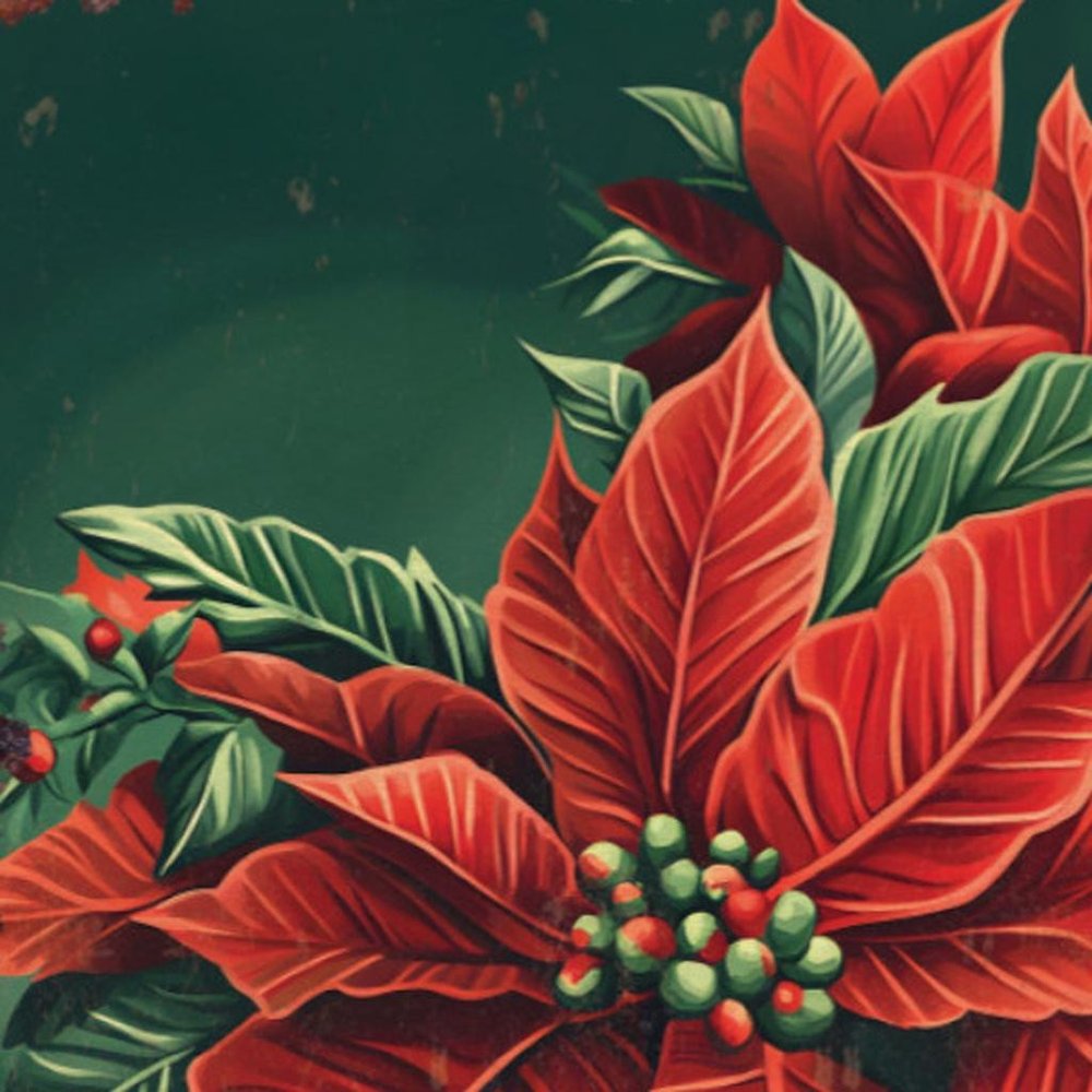 15" Red White And Green Wood Flowers Christmas Tabletop Sign