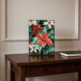 15" Red White And Green Wood Flowers Christmas Tabletop Sign