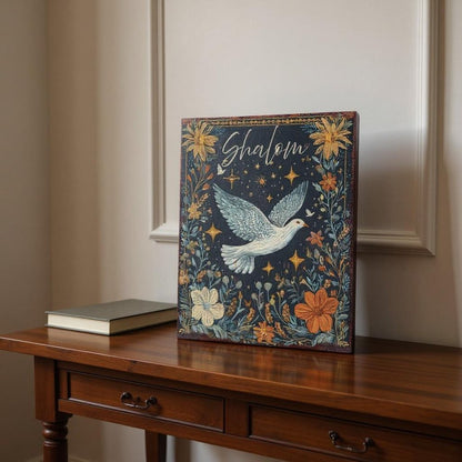 15" Blue Wood Pigeon Hanukkah Tabletop Sign