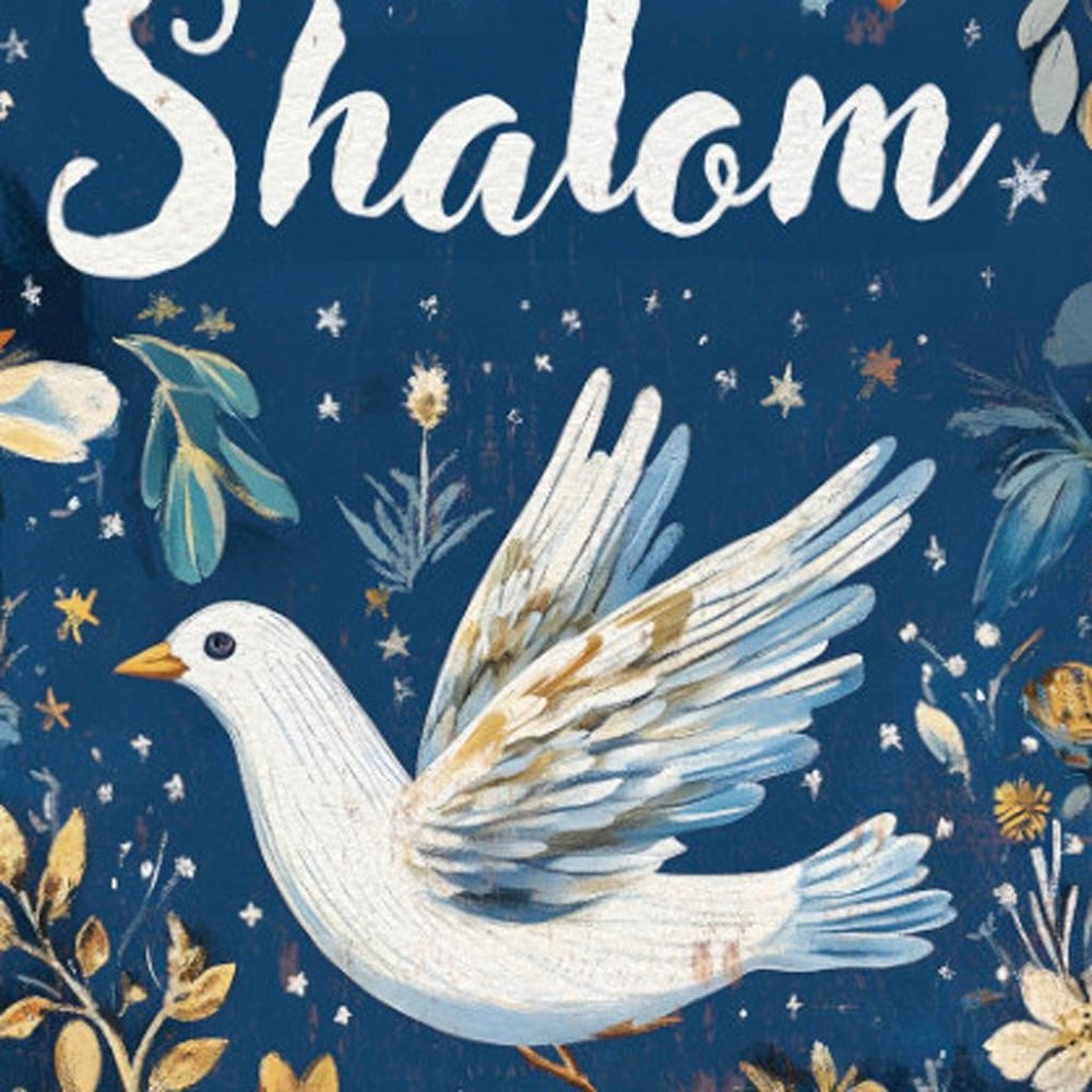 15" Blue Wood Pigeon Hanukkah Tabletop Sign