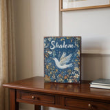 15" Blue Wood Pigeon Hanukkah Tabletop Sign