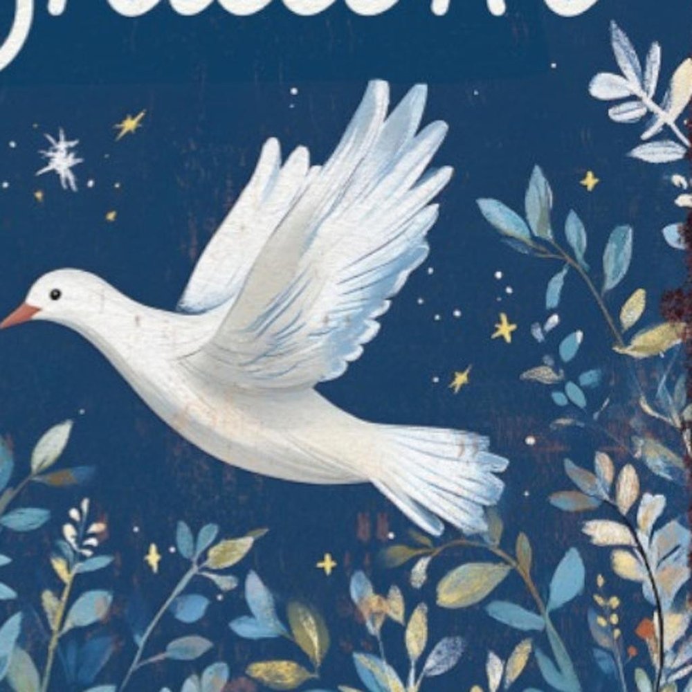 15" Blue Wood Pigeon Hanukkah Tabletop Sign