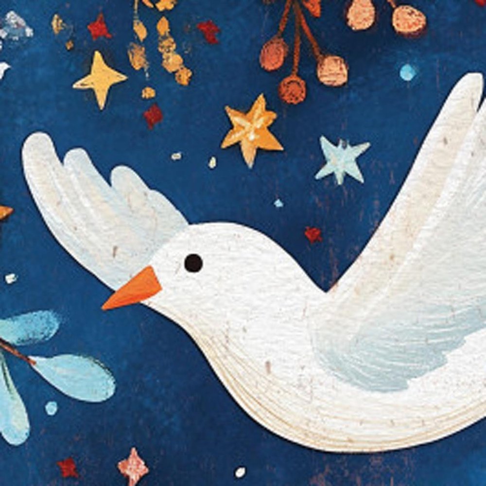 15" Blue Wood Pigeon Hanukkah Tabletop Sign