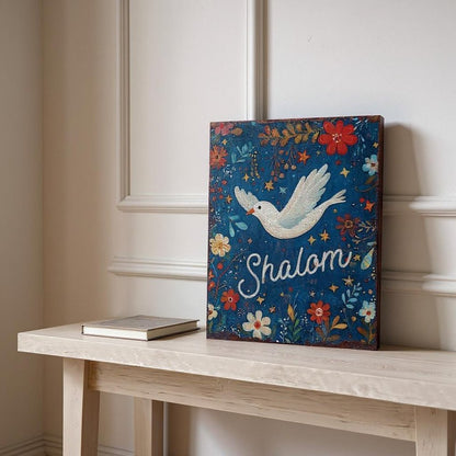 15" Blue Wood Pigeon Hanukkah Tabletop Sign