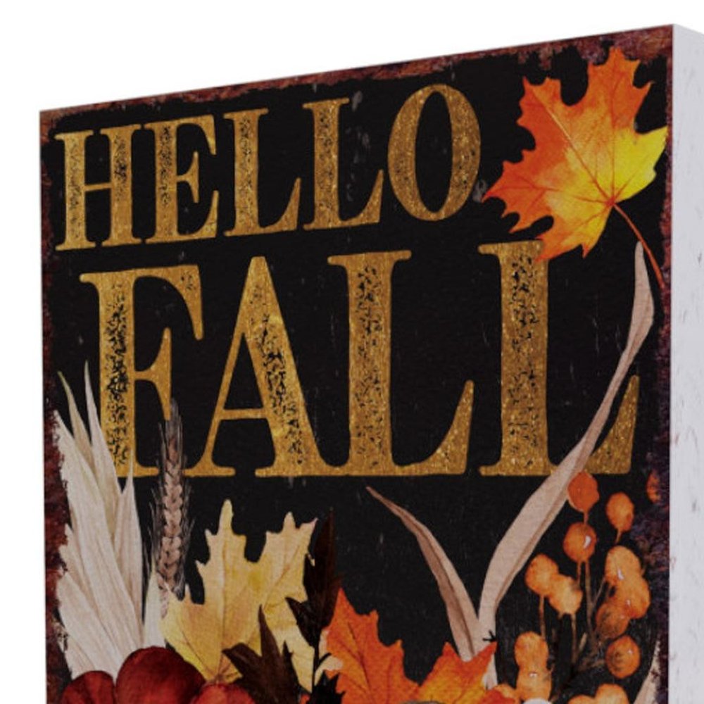 15" Brown Orange And Yellow Wood Halloween Tabletop Sign
