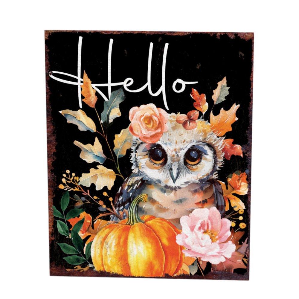 15" Brown Orange And Yellow Wood Halloween Tabletop Sign