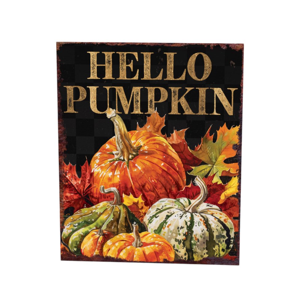 15" Brown Orange And Yellow Wood Halloween Tabletop Sign