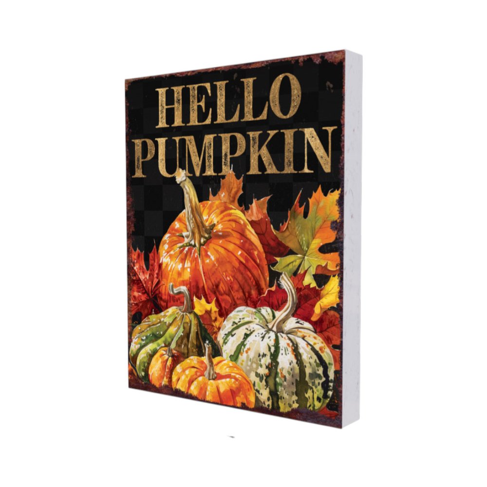 15" Brown Orange And Yellow Wood Halloween Tabletop Sign