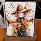 15" Brown Orange And Yellow Wood Sunflower Thanksgiving Tabletop Sign