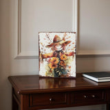 15" Brown Orange And Yellow Wood Sunflower Thanksgiving Tabletop Sign