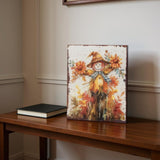 15" Brown Orange And Yellow Wood Sunflower Thanksgiving Tabletop Sign