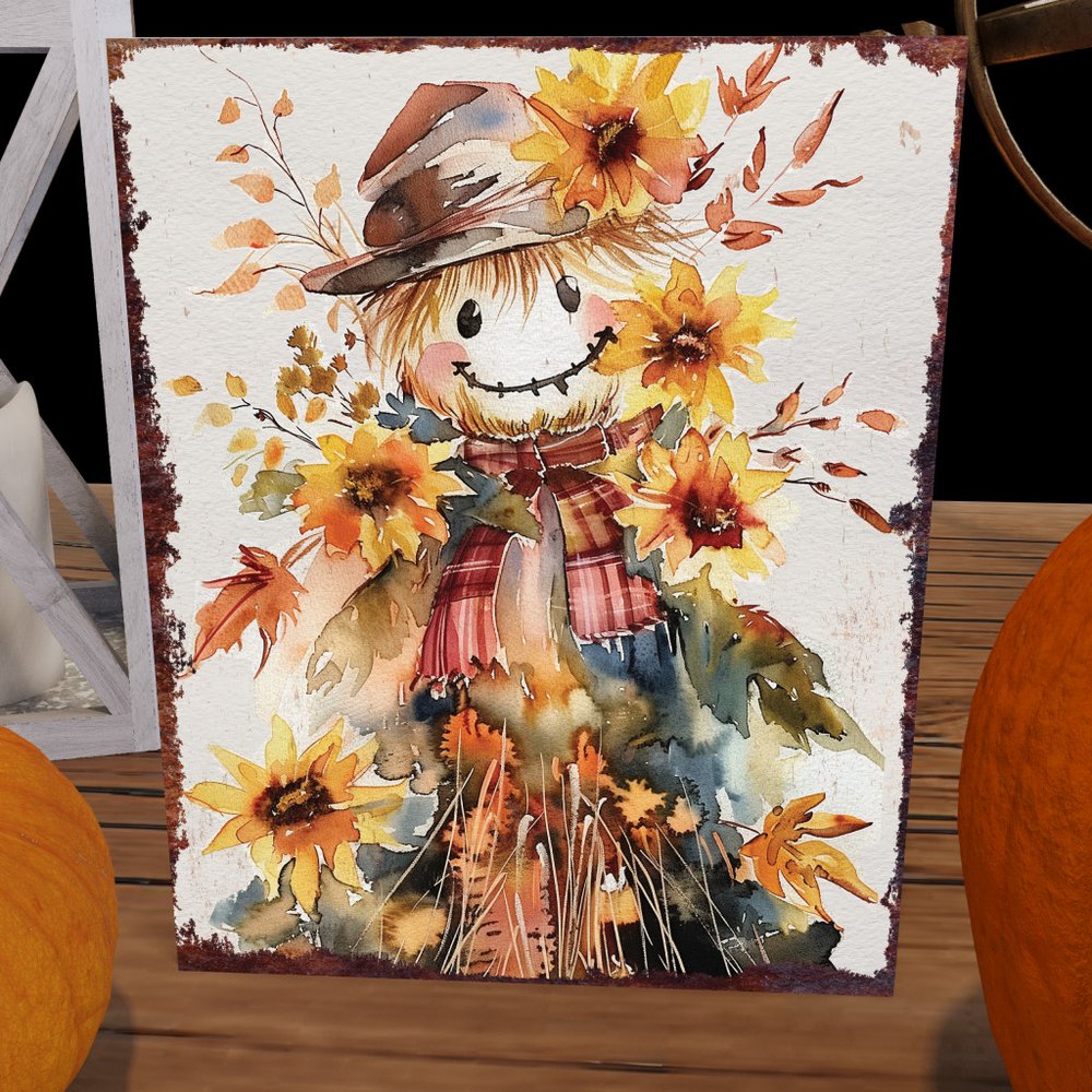 15" Brown Orange And Yellow Wood Sunflower Thanksgiving Tabletop Sign