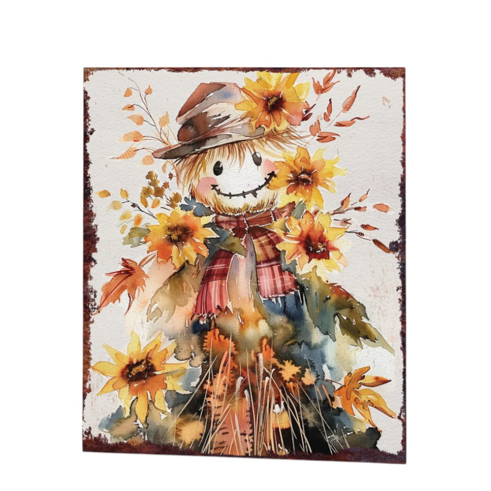 15" Brown Orange And Yellow Wood Sunflower Thanksgiving Tabletop Sign