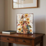 15" Brown Orange And Yellow Wood Sunflower Thanksgiving Tabletop Sign