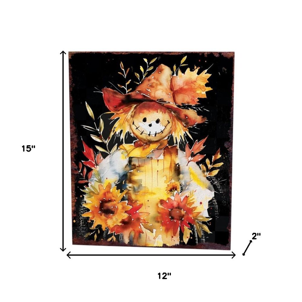 15" Brown Orange And Yellow Wood Sunflower Thanksgiving Tabletop Sign