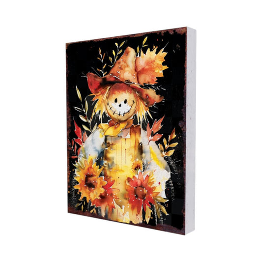 15" Brown Orange And Yellow Wood Sunflower Thanksgiving Tabletop Sign