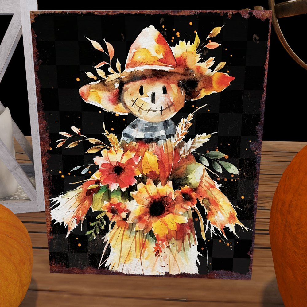 15" Brown Orange And Yellow Wood Sunflower Thanksgiving Tabletop Sign