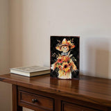 15" Brown Orange And Yellow Wood Sunflower Thanksgiving Tabletop Sign