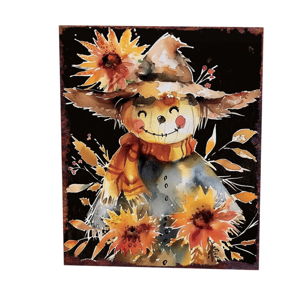 15" Brown Orange And Yellow Wood Sunflower Thanksgiving Tabletop Sign