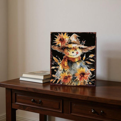 15" Brown Orange And Yellow Wood Sunflower Thanksgiving Tabletop Sign