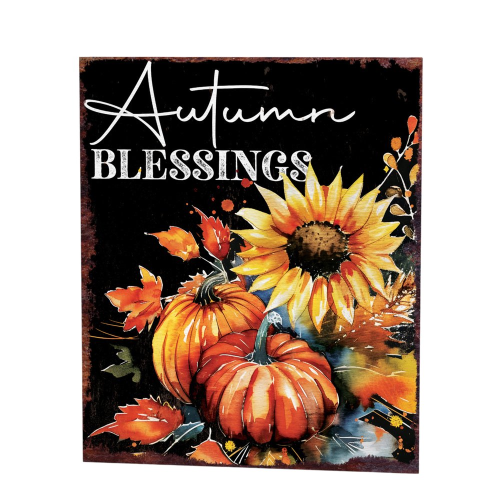 15" Brown Orange And Yellow Wood Sunflower Thanksgiving Tabletop Sign