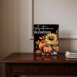 15" Brown Orange And Yellow Wood Sunflower Thanksgiving Tabletop Sign