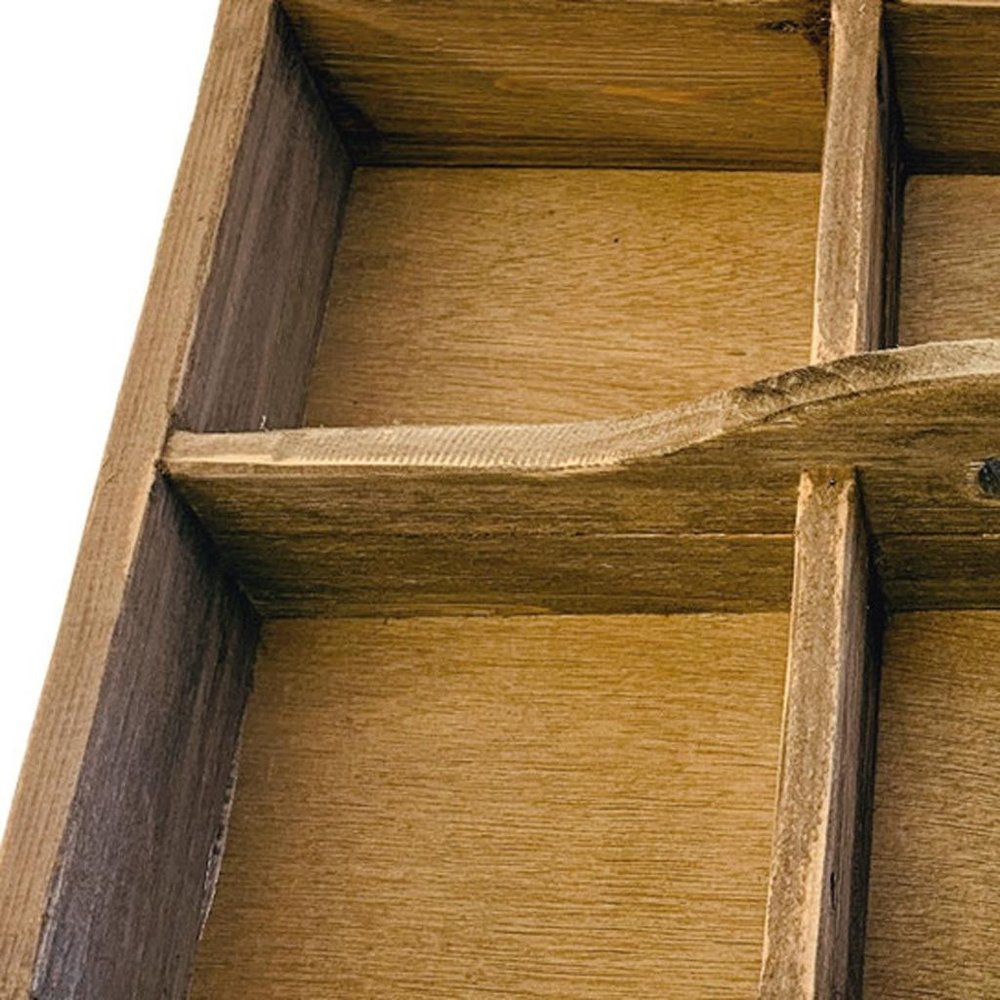 21" Brown Rustic Solid Wood Divided Caddy