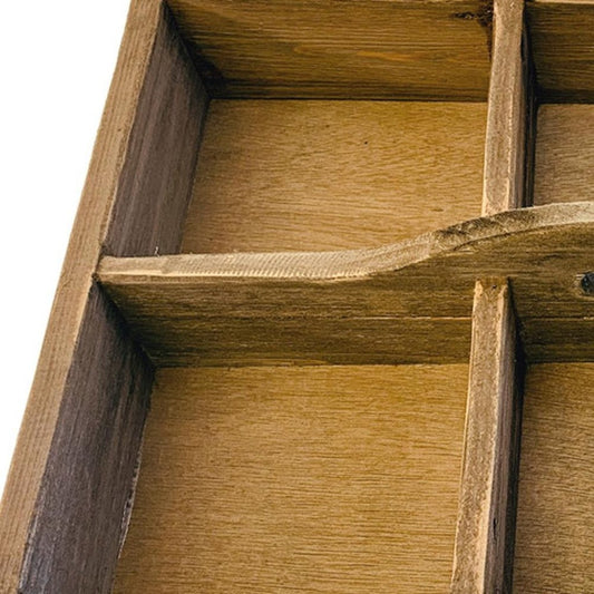 21" Brown Rustic Solid Wood Divided Caddy