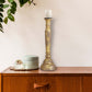 29" Gold Distressed Solid Wood Tabletop Taper Candlestick
