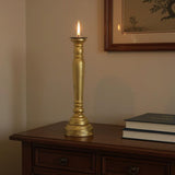 29" Gold Distressed Solid Wood Tabletop Taper Candlestick