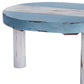 10" Blue And White Solid Wood Handmade Round Riser