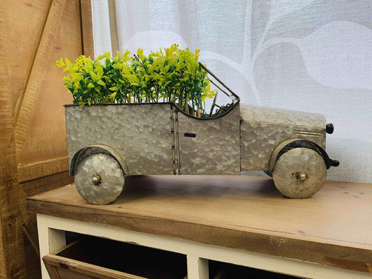 21" Silver Metal Flowers Hand Painted Truck Model Truck