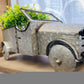 21" Silver Metal Flowers Hand Painted Truck Tabletop Sculpture