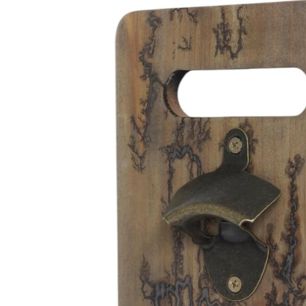 18" Brown Rustic Solid Wood Man Cave Bottle Cap Catcher Wall Decor