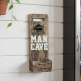 18" Brown Rustic Solid Wood Man Cave Bottle Cap Catcher Wall Decor