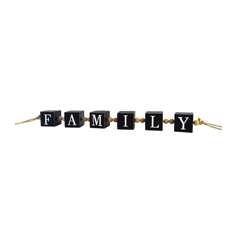 24" Black And White Wood Family Tabletop Sign