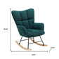 23" Green and Black Boucle Steel And Wood Glider Rocking Chair