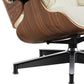27" Off White and Light Brown Tufted Genuine Leather Swivel Lounge Chair With Ottoman