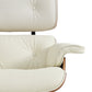 27" Off White and Light Brown Tufted Genuine Leather Swivel Lounge Chair With Ottoman