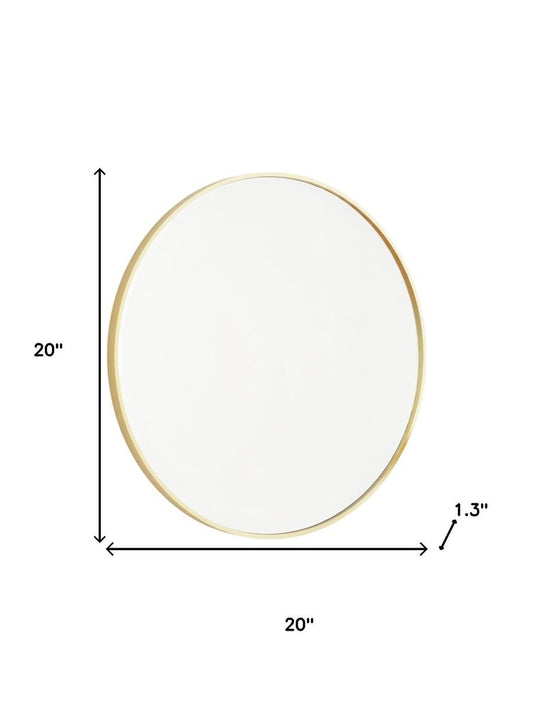 20" Gold Metal Round Framed Bathroom Vanity Mirror