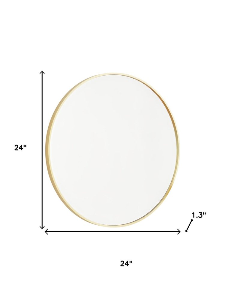 24" Gold Metal Round Framed Bathroom Vanity Mirror