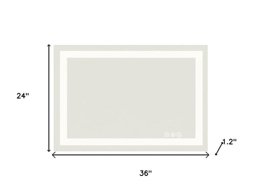 24" Clear Lighted Frameless Bathroom Vanity Mirror